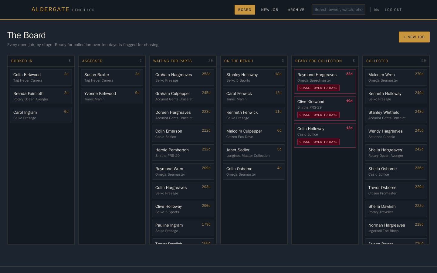 Bench Log — screenshot